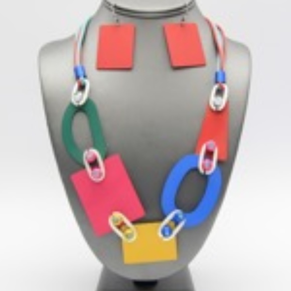Geo Links Rubber Neckalce Set - Picture 1 of 2